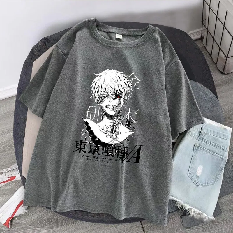 Anime japonês kaneki ken topos y2k tóquio ghoul camiseta feminina punk  harajuku dark cartoon tees streerwear S-2XL roupas femininas
