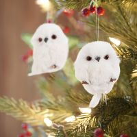 【CW】 2pcs Christmas Cute Owl Tree Decoration Pendant Gardening Simulation Animal Doll Kid Gift Navidad