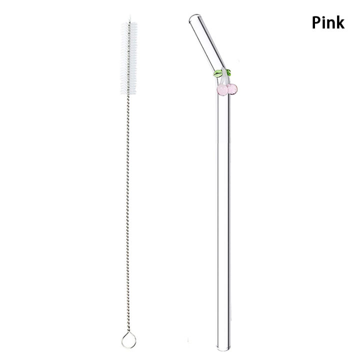 Cherry Reusable Glass Drinking Straw