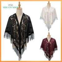 MDUCIN SHOP สง่างามเรียบหรู เสื้อคลุมสีขาว ผ้าคลุมไหล่ผ้าบางเนื้อละเอียด ห่อด้วยพลาสติก พร้อมพู่ห้อย ผ้าคลุมไหล่เจ้าสาวแต่งงาน เสื้อคลุมงานพรอมตอนเย็น ผ้าคลุมไหล่สำหรับผู้หญิง