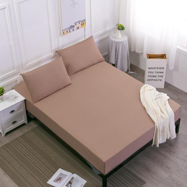 ชุดผ้าปูที่นอนผ้าปูเตียงลินินผ้าคลุมฟูกสีทึบผ้าปูที่นอนพอดีชุดเตียงขนาดคิงไซส์โพลีเอสเตอร์100