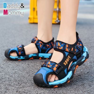 Summer Children Sandals Boys Girls Beach Shoes Non-Slip Rubber Sole Closed Toe Kids Casual Sandals Hook Loop Breathable 2022 New