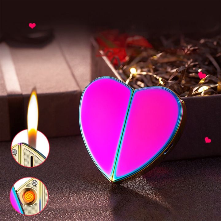 zzooi-heart-shaped-gas-amp-electronic-lighter-metal-windproof-rechargeable-refilling-dual-use-lighter-couple-family-christmas-present