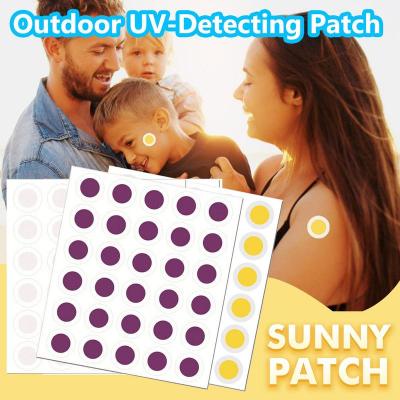 120ชิ้น UV ตรวจจับแพทช์ UV ทดสอบสติกเกอร์ยูวีสติกเกอร์สำหรับครีมกันแดดซันนี่การตรวจสอบแพทช์ป้องกันแสงแดดเตือนปลอดภัย ~