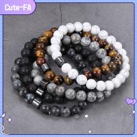 CUTE-FA สร้อยข้อมือสร้อยคอลูกปัด8มม. หินธรรมชาติสำหรับบุรุษและสตรีสายโยคะลาวากำไลข้อมือหิน