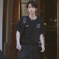 287303G Wang Yibo เสื้อยืดแขนสั้นผู้ชายและผู้หญิงผ้าฝ้ายแท้หลวม Ins