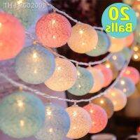 ✧♣ 20 LED Cotton Balls String Lights Fairy Garland Ball Shaped Lighting Strings for Bedroom Garden Wedding Holiday Party Decoration