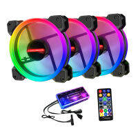 SunniMix 12Cm พัดลมทำความเย็นเคสคอมพิวเตอร์ RGB พร้อมรีโมทควบคุม