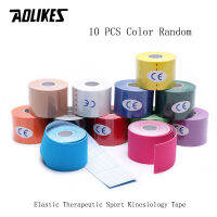 AOLIKES 10 PCS Elastic Therapeutic Sport Kinesiology Tape Sportstape Rehabilitation Taping for Muscle Pain and Sports Injuries - Color Random