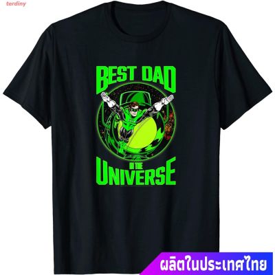 ผ้าฝ้ายแท้ คอลูกเรือเสื้อยืดกีฬา Mens DC Comics Green Lantern Best Dad In The Universe T-Shirt Short sleeve T-shirtsS,4X  UQMU