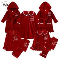 Kids Baby Boy Girl Velvet Christmas Pajamas Set Holiday Matching Family Pjs Add Your Name Father Mother&amp;Me Customized Sleepwear