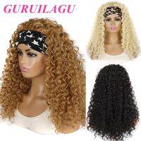 GURUILAGU Deep Wave Headband Wig Heat Resistant Fiber Synthetic Wig Black/613/4/27/99J Blonde Wig Synthetic Hair Wigs For Women Hand Tool Parts Access