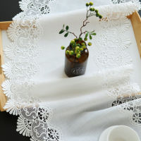 Embroidery table runner table flag flower Cotton linen pure white padded Lace table cloth coffee TV cabinet cover towel HM918