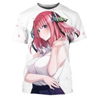 เสื้อยืดฤดูร้อน Quintessential Quintuplets Anime s Nakano Nino 3D Printing เสื้อยืดแฟชั่นแขนสั้นแบบสบาย ๆ เสื้อผ้าผู้ชาย