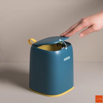 ☸ Desktop Trash Can Double-layer Coffee Table Bomb Cover Small Storage Bucket Mini Small Waste Bins Garbage Basket Office Supplies