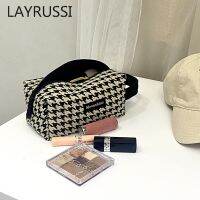 HOT★Layrussi ใหม่ Houndstooth Tas Kosmetik หญิงคลาสสิกซิปกระเป๋าเก็บของขนาดเล็กแบบพกพาชุดแต่งหน้าชุดเล็กถุงผ้าใบกระเป๋าถือ