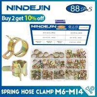 NINDEJIN 88Pcs ท่อสปริง Clamp ชุบสังกะสี M6-M14การใช้สายซิลิโคนสายสุญญากาศตัวยึดจับท่อเบ็ดตกปลาเรืองแสงท่อคลิปหนีบ