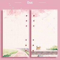 New 80 Sheets Kawaii Sakura And Cat A6 Loose Leaf Notebook Refill Spiral Binder Inner Pages Line Grid Blank Agenda Note Books Pads