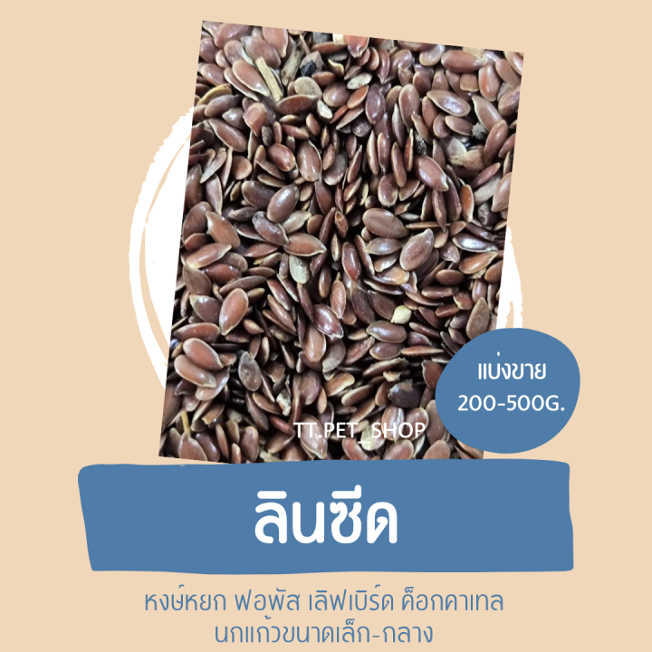 ลินซีด-แบ่งขาย-200-500-g-อาหารนกแก้ว-หงษ์หยก-ฟอพัส-เลิฟเบิร์ด-ค็อกคาเทล