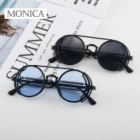 Punk Steampunk Sunglasses Double Spring Temples Sun Glasses Fashion Trendy Gothic Style Round UV400 Protection Eyewear