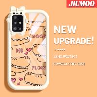 JIUMOO เคสปลอกสำหรับ Samsung Galaxy A51 4G A51 5G เคส M40s การ์ตูนรักจระเข้สีสันสดใสน่ารักกล้องมอนสเตอร์ตัวน้อยนิ่มสำหรับเลนส์กันกระแทกแบบใสเคสมือถือเรียบง่ายฝาครอบป้องกันซิลิโคนความคิดสร้างสรรค์โปร่งใส