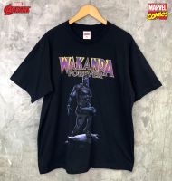 ลิขสิทธิ์แท้จาก Marvel เสื้อยืด Black Panther Wakanda Forever แขนสั้นผู้ชาย สีดำ Official licences mvx-183