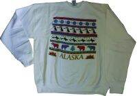 Alaska Wildlife Print White Sweatshirt 50/50