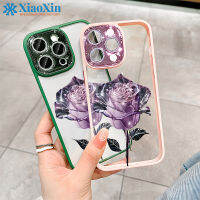 XiaoXin สำหรับ iPhone 14 13 12 11 Pro Max PLUS แฟลชเพชร ZY20คริสตัลโรสสีม่วงเข้มแฟชั่นเคสโทรศัพท์