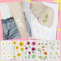 【cw】Small Daisy Fake Tattoos Paste on Face Arm Leg for Children Men Women Body Art Waterproof Flower Tattoo Stickers 120*75mm