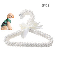 5 pcs Pet Clothes Hangers Bow Pearl Beaded Clothes Dress Coat Hanger Kid ChildrenPet Cloth Hanger Clothes Drying Rack