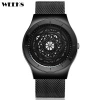 Full Black Watch for Men Turntable Dial Men Quartz Wrist Watches Minimalist Male Wristwatch Mens Concept Clock Dropshipping