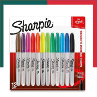 ปากกากันน้ำ มาร์คเกอร์เขียนแผ่นพลาสติก Sharpie (ชาร์ปี้) Marker Fine แพ็ค 12 ด้าม Fun Colour Permanent Marker UBMarketing