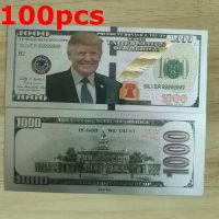 100PC President Donald Trump Colorized 1000 Dollar Bill Silver Foil Banknote
