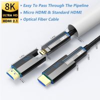 HDMI 2.1 Optical Fiber Cable 8K 60Hz 4K 120Hz Micro HDMI To HDMI Fiber Optic Cables Pass Through Pipe HDMI-Compatible Extension