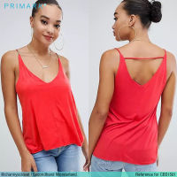 USED Primark - Coral Pink Camisole Top | เสื้อสายเดี่ยวสีชมพู สีส้ม เสื้อคอวี เสื้อโชว์หลัง เสื้อแขนกุด สีพื้น สายฝอ แท้ มือสอง