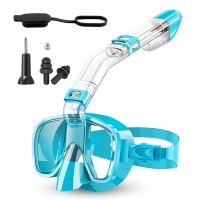 Snorkel Mask Foldable Diving Mask Set with System and Camera Mount, Anti-Fog Professional Snorkeling Gear