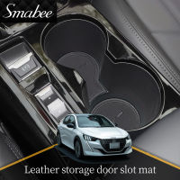 Car Leather Gate Slot Mat Fit for Peugeot 208 e-208 2020 2021 GT Cortex Door Pad Interior Accessories Cup Holder Water Coaster