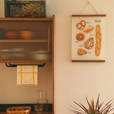 Nordic Hanging Wood Poster Calendar Hanger Frame Bread Fruit Posters Prints Wall Pictures for Home Living Room Kitchen Wall Art