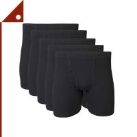 Gildan Mens : GDNMCWB* กางเกงบ๊อกเซอร์ Covered Waistband Boxer Black,5-pk