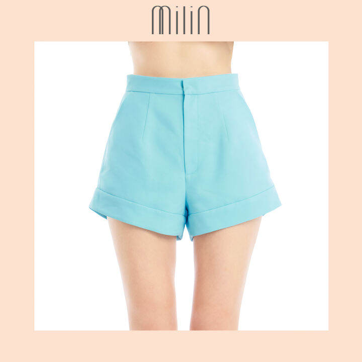 milin-high-waist-side-pockets-shorts-กางเกงขาสั้นพับขอบเอวสูง-eminent-shorts