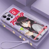 Casing ponsel Anime Sailor Moon Love lucu untuk Apple iPhone 14 13 12 Mini 11 XS Pro Max X XR 8 7 Plus SE penutup tali kiri cair