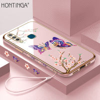 Hontinga เคสโทรศัพท์สำหรับ Vivo,เคสโทรศัพท์ TPU เนื้อนิ่มเคลือบโครเมี่ยมสีสันสดใสเคลือบโครเมียมหรูหราสำหรับ Vivo Y12 Y15 Y17เคสคลุมรอบเครื่องป้องกันกล้องเคสยางกันรอยสำหรับเด็กผู้หญิง