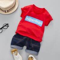 Summer Short Sleeve Suit Letter T-shirt Tops+Jeans Shorts 2 Pcsset Outfits