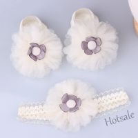 【hot sale】▨ C05 2Pcs/Set Baby Girl Headband Socks Set Lace Bows Newborn Turban Pearl Elastic Headbands For Girls