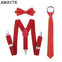 AWAYTR Elastic Suspender for Kids Bow Ties Zipper Neckties Braces Set Adjustable Suspender for Children 3 Clips Braces for Boys Boys Clothing