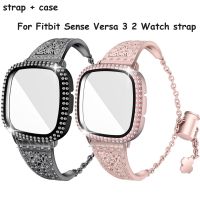 ♝∈ Case Watchband Diamond For For Fitbit Sense Versa 3 Watch Band For Fitbit Versa 2 Stainless Steel Bracele