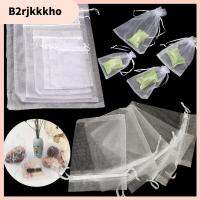 B2RJKKKHO 25/50PCS งานแต่งงาน ปาร์ตี้ซัพพลาย ของชำร่วยคริสต์มาส Organza Gauze ซอง ถุงสีขาว ถุงของขวัญ กระเป๋าหูรูด