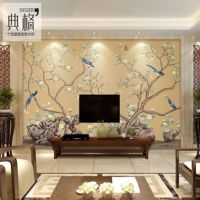 【CW】 Chinese flower and bird Adhesive wallpaper living room TV background wall film fresco papel parede