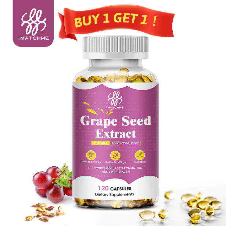 Buy 1 Get 1 iMATCHME Grapeseed Extract 150mg Capsules Grape Seed Oil
