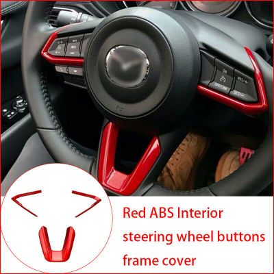 Red ABS Interior Steering Wheel Buttons Frame Cover for 3 6 -4 -5 -9 2016-2019(3Pcs)